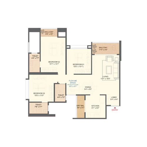 Codename Firstmovers Hinjewadi 2 BHK Floor Plan Image